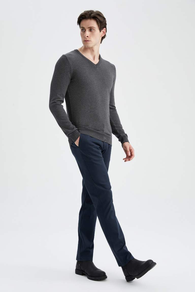 Premium Regular Fit V Yaka Triko Kazak