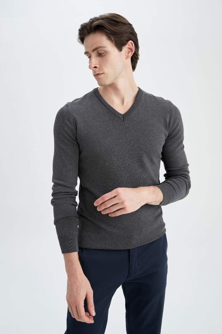 Premium Regular Fit V Yaka Triko Kazak