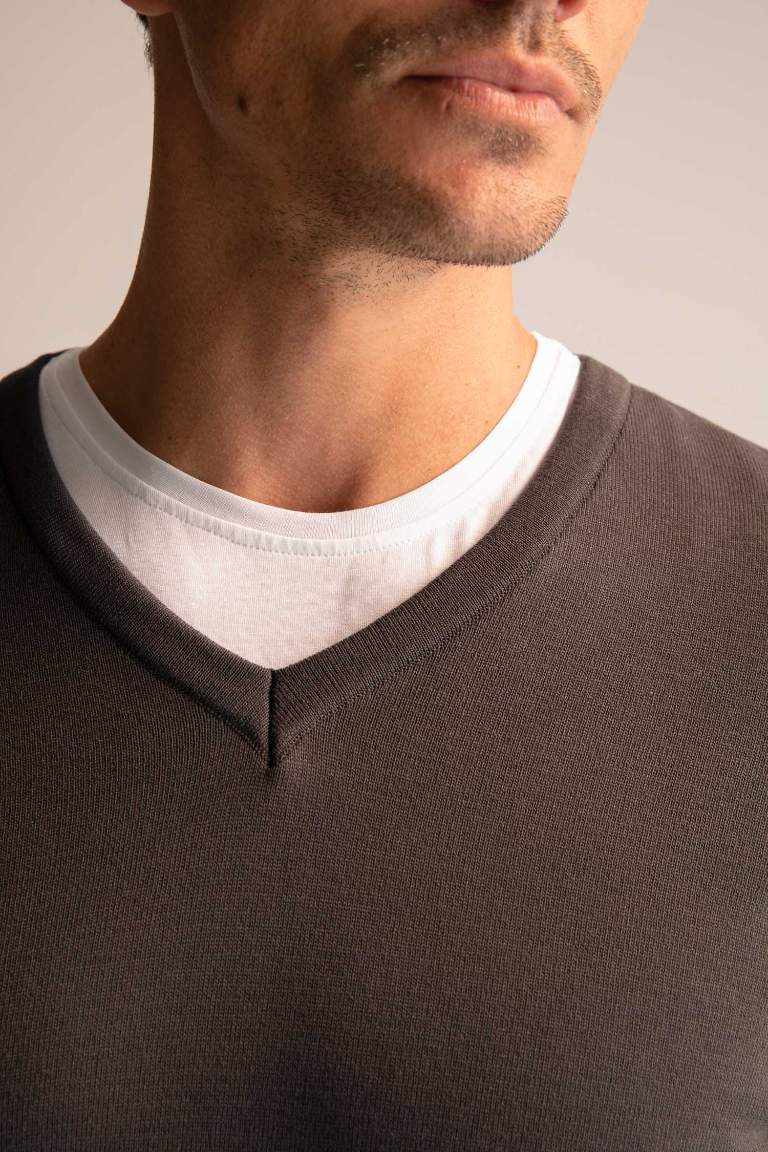 Premium Regular Fit V-Neck Knitted Pullover