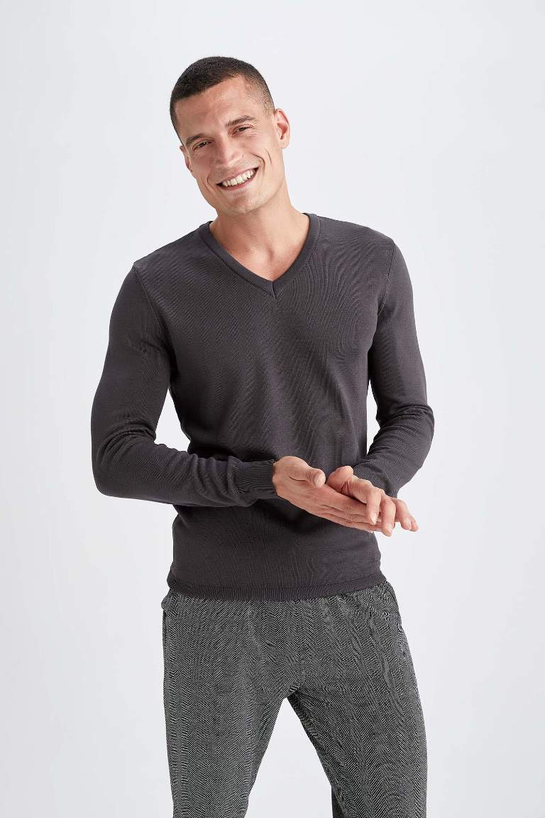 Premium Regular Fit V-Neck Knitted Pullover