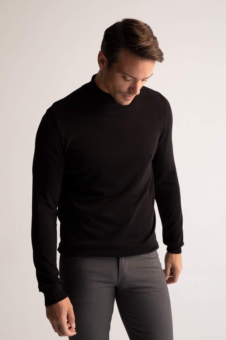 Premium Regular Fit Yarım Balıkçı Yaka Boğazlı Triko Kazak