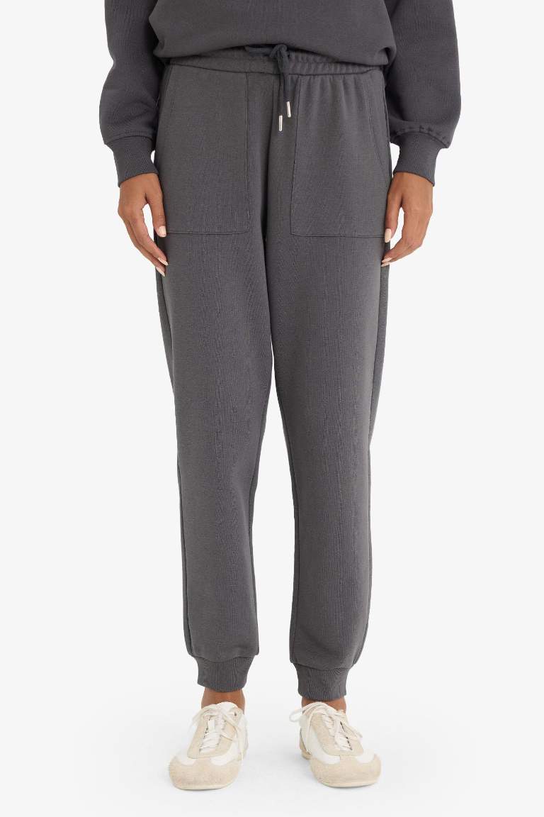 Pantalon Jogging épais basique à taille haute et poches