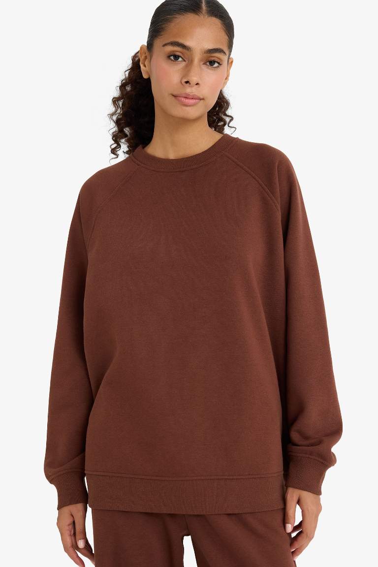 Sweatshirt épais oversize basique à col rond