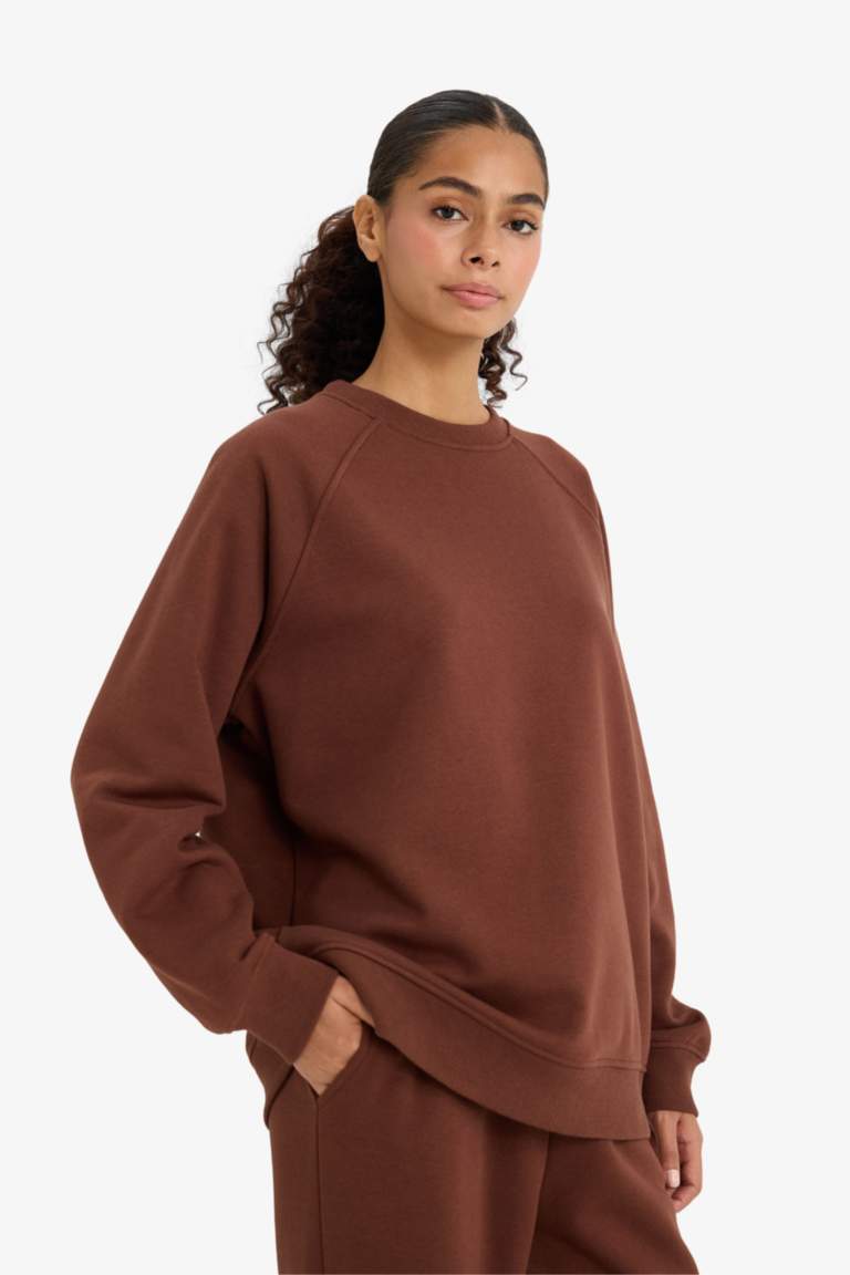 Sweatshirt épais oversize basique à col rond