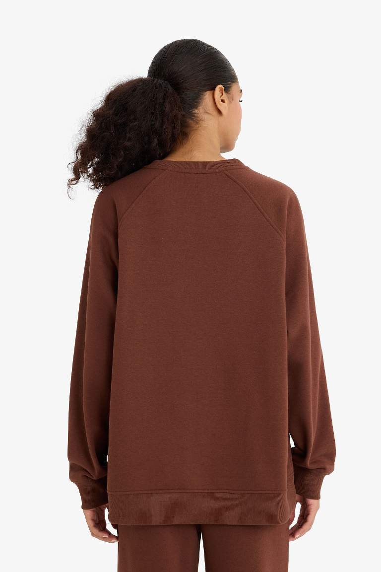 Sweatshirt épais oversize basique à col rond