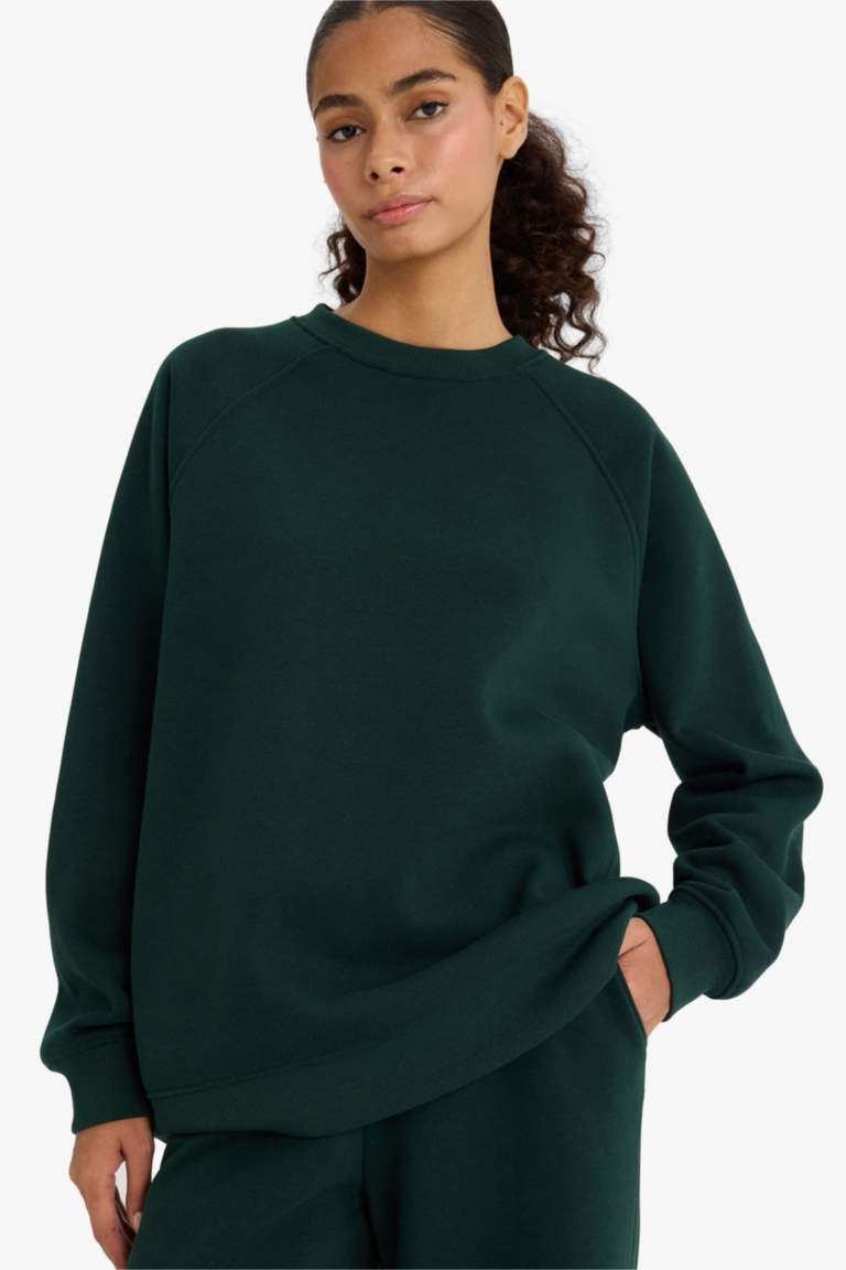 Sweatshirt épais oversize basique à col rond