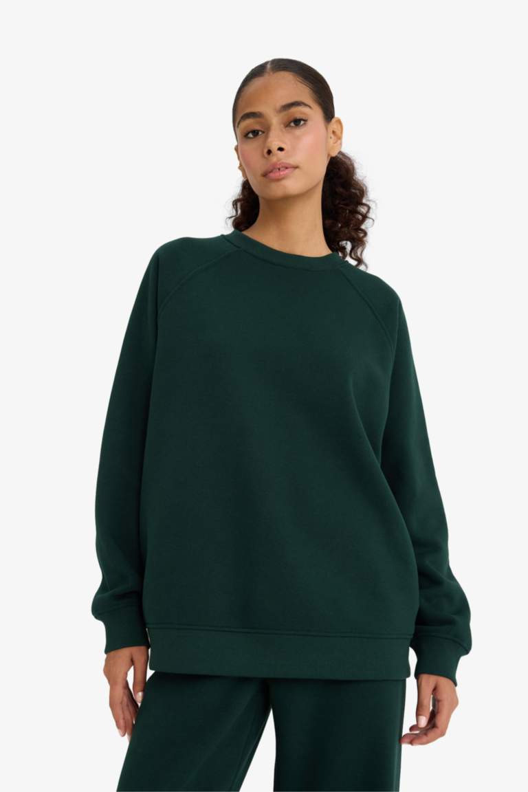 Sweatshirt épais oversize basique à col rond