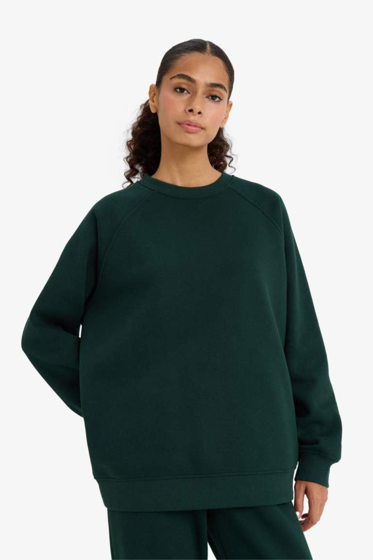 Sweatshirt épais oversize basique à col rond