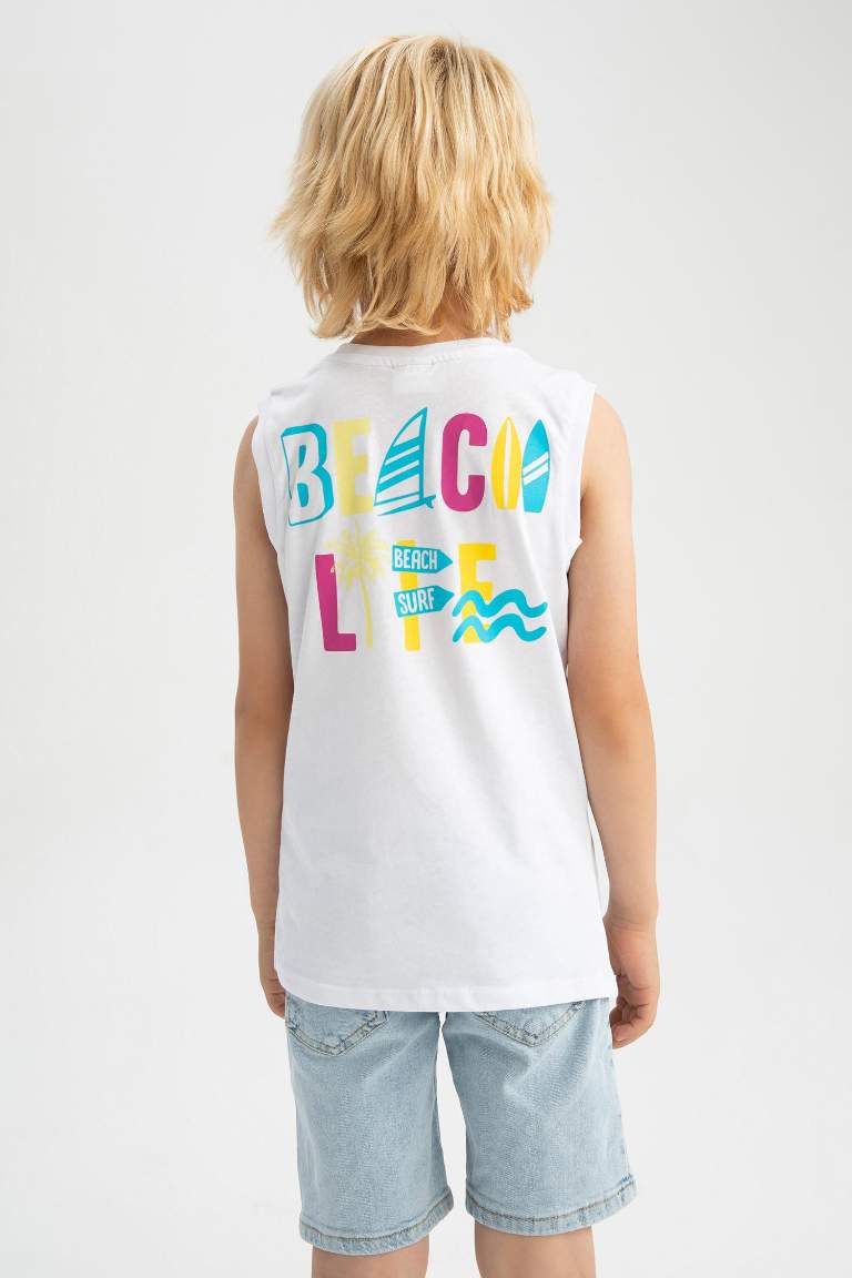 Boy Regular Fit Sleeveless Printed Vest