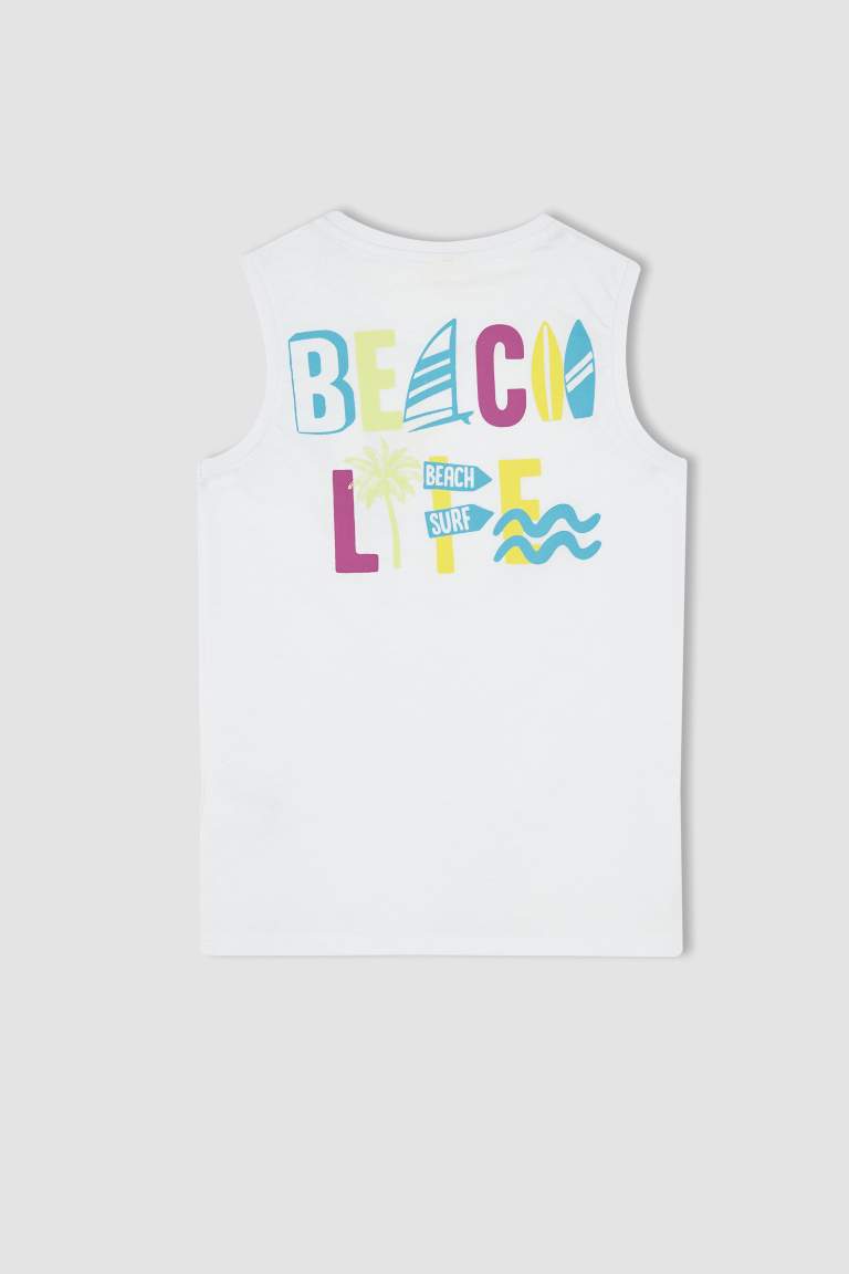 Boy Regular Fit Sleeveless Printed Vest