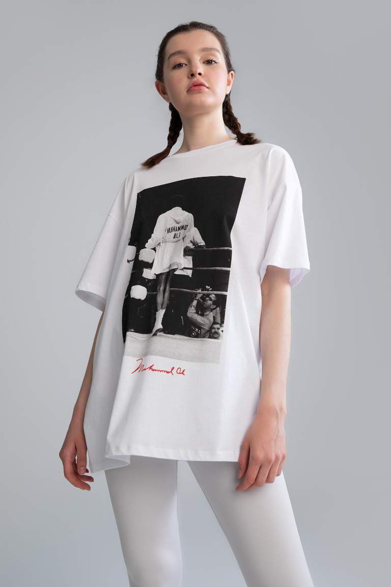 DeFactoFit Muhammed Ali Oversize Fit Bisiklet Yaka Kısa Kollu %100 Pamuk Tişört