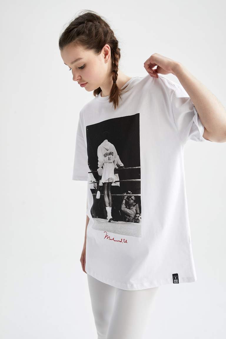 DeFactoFit Muhammed Ali Oversize Fit Bisiklet Yaka Kısa Kollu %100 Pamuk Tişört