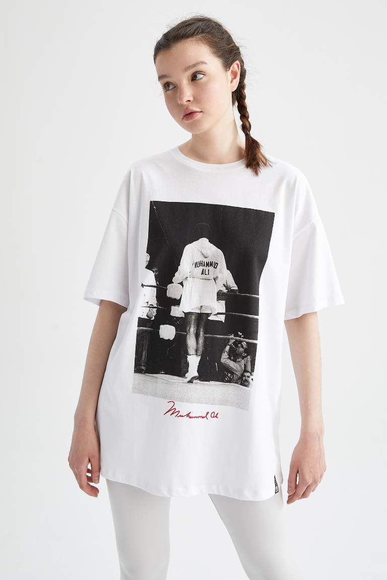 DeFactoFit Muhammed Ali Oversize Fit Bisiklet Yaka Kısa Kollu %100 Pamuk Tişört