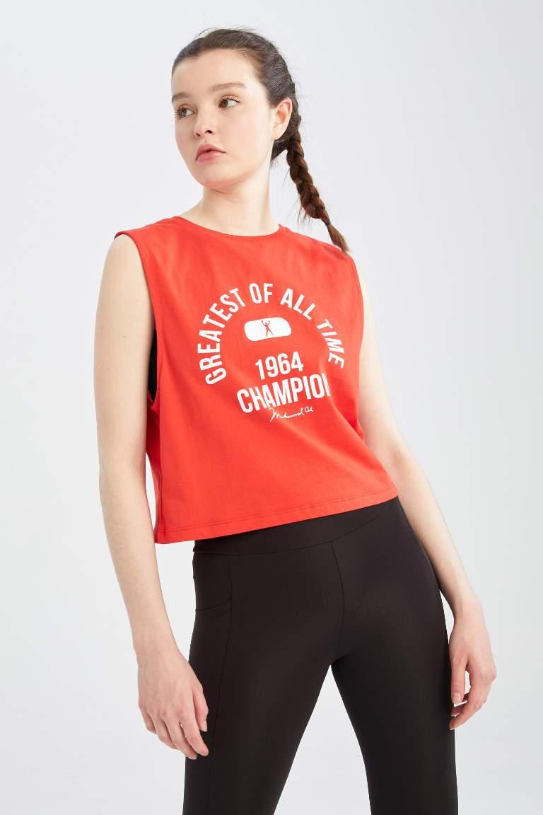 Defacto Fit Muhammed Ali Licensed Cotton Crop Top