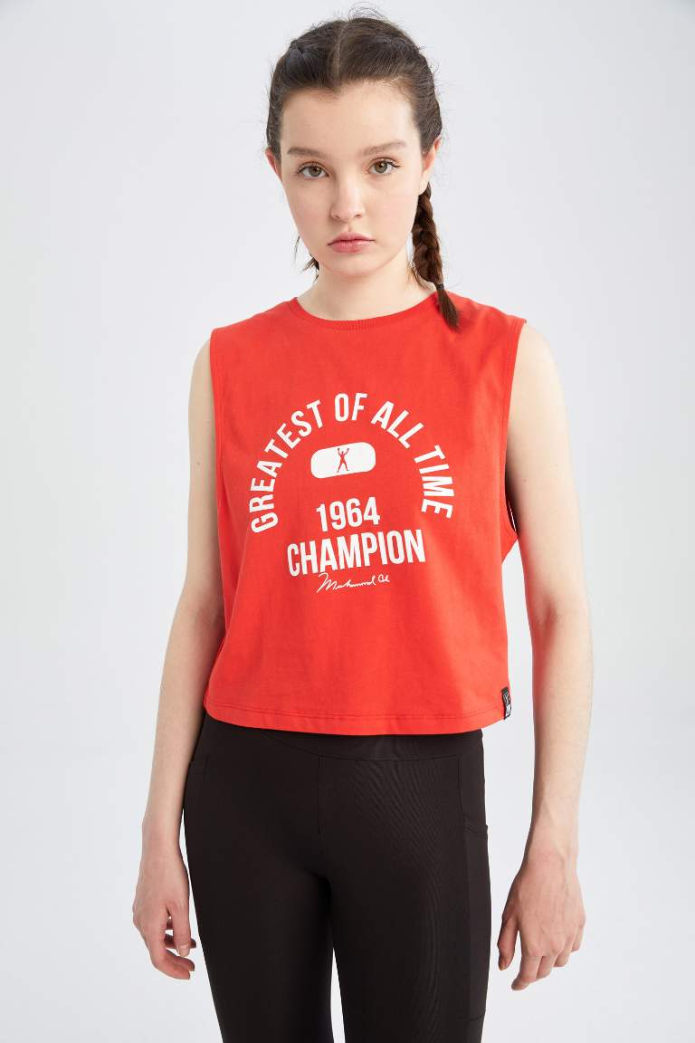 Defacto Fit Muhammed Ali Licensed Cotton Crop Top