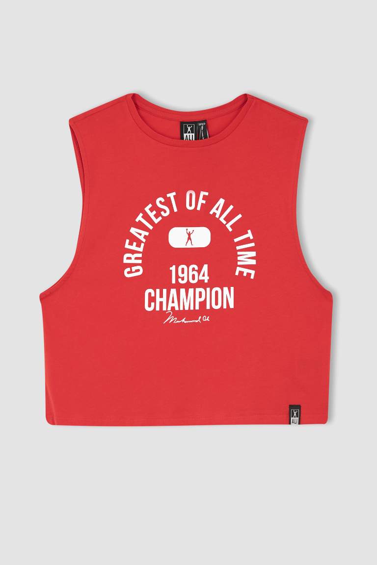 Defacto Fit Muhammed Ali Licensed Cotton Crop Top