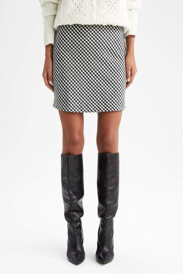 A-Line Plaid Regular Waist Mini Skirt