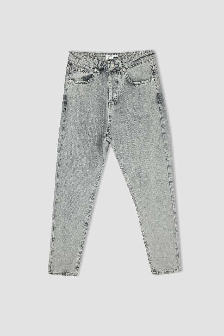 Loose Fit Bol Kalıp Yüksek Bel Dar Paça Jean Pantolon