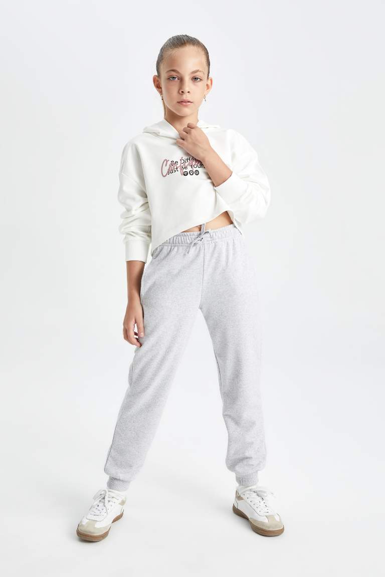 Kız Çocuk Gri Jogger Standart Fit Okul Eşofman Altı