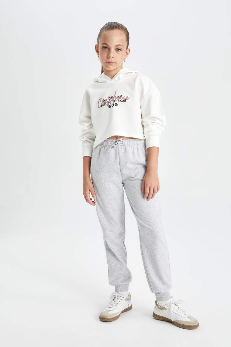 Kız Çocuk Gri Jogger Standart Fit Okul Eşofman Altı