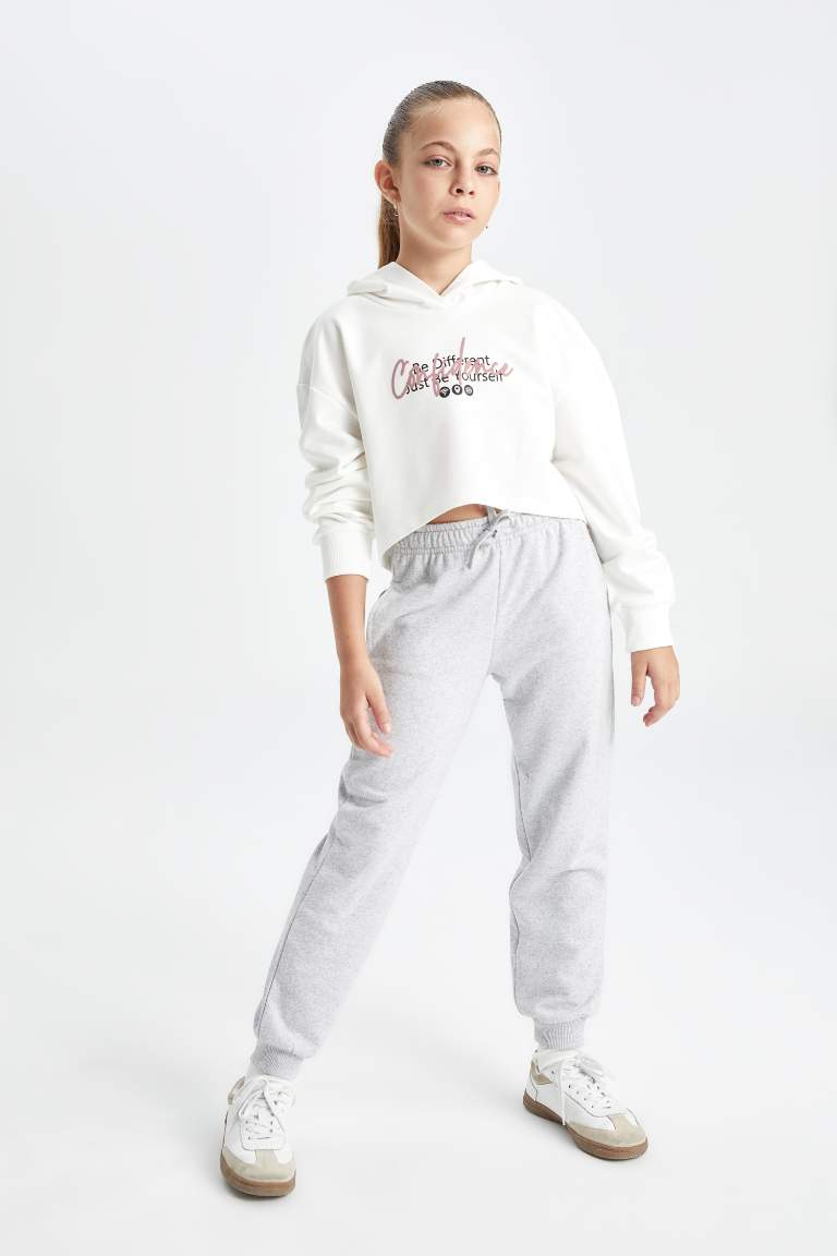 Kız Çocuk Gri Jogger Standart Fit Okul Eşofman Altı