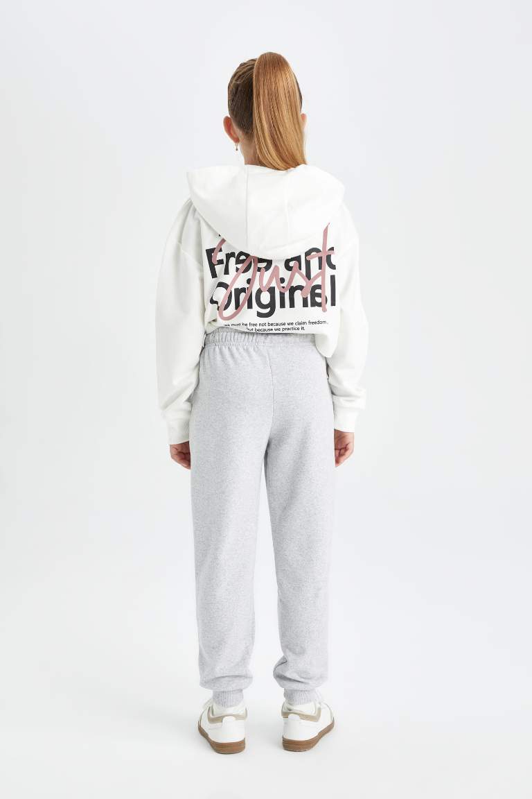 Kız Çocuk Gri Jogger Standart Fit Okul Eşofman Altı