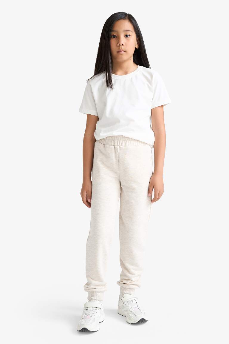 Kız Çocuk Standart Fit Basic Düz Beli Lastikli Jogger Eşofman Altı