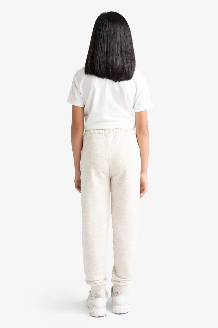 Kız Çocuk Standart Fit Basic Düz Beli Lastikli Jogger Eşofman Altı