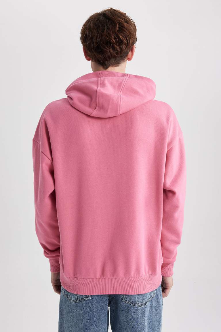 Oversize Geniş Kalıp Kapüşonlu Kanguru Cepli İçi Yumuşak Tüylü Basic Düz Sweatshirt