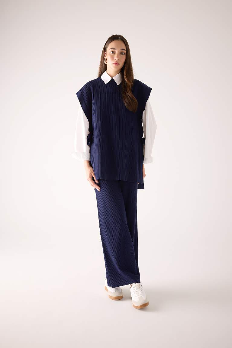 Relax Fit Rahat Kalıp Basic Düz Casual Triko Pantolon