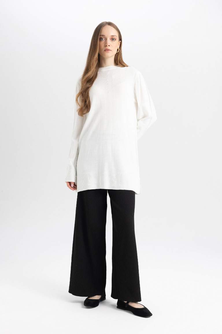 Pantalon en tricot large basique à taille élastiquée Coupe décontractée