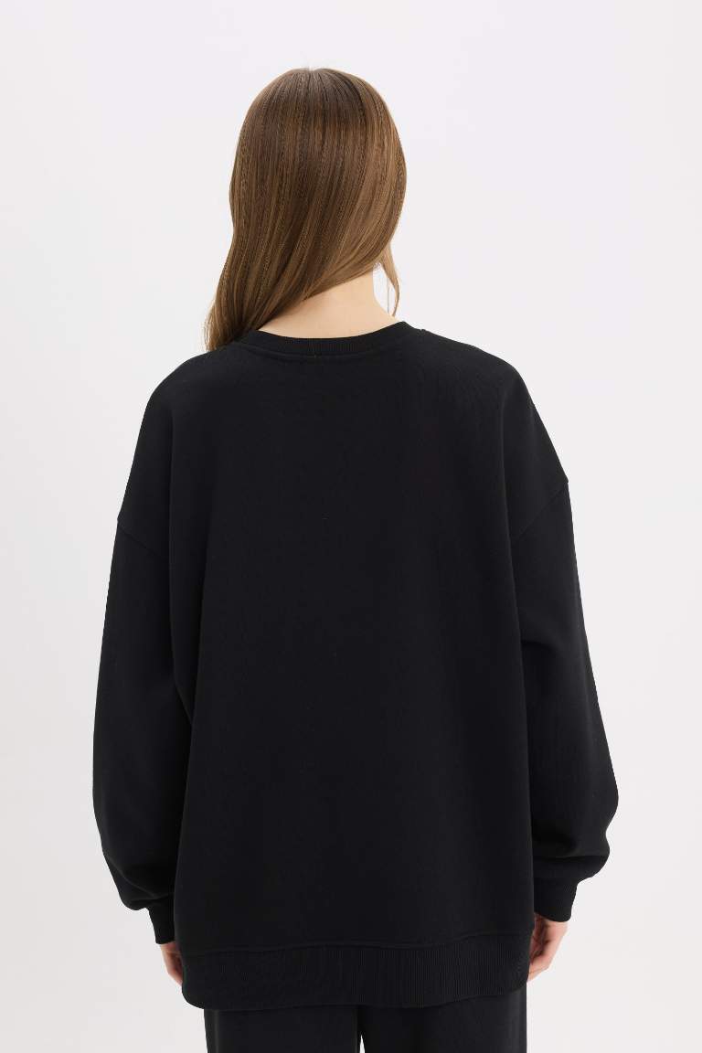 Oversize Fit Crew Neck Basic Thick Sweatshirt