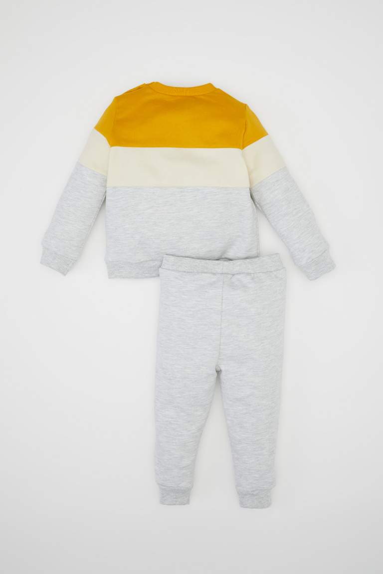 Baby Boy Color Block Soft Furry Sweatshirt Sweatpants 2 Piece Set