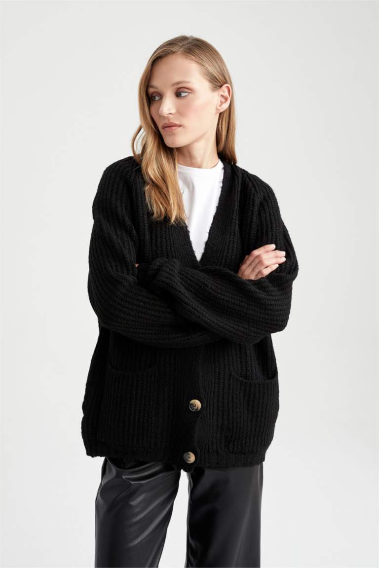 Cardigan Femme Doux Et Chaud – Col V, Manches Longues, Tricot Léger Pour Automne/hiver