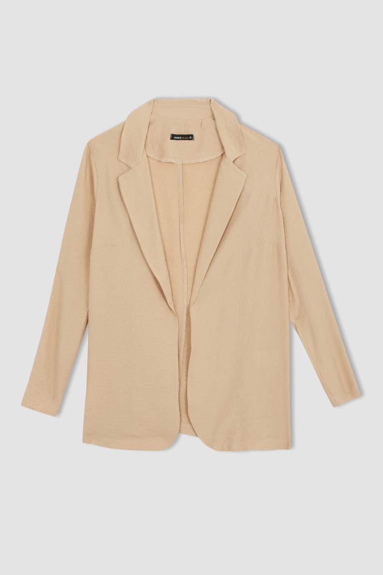 Regular Fit Keten Görünümlü Blazer Ceket