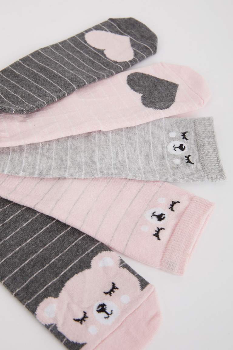 Girls 5 Pack Cotton Long Socks