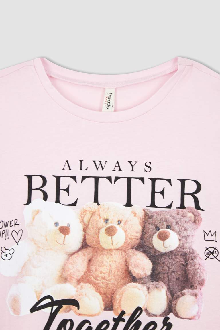 Girl Regular Fit Short Sleeve Bear Print T-Shirt