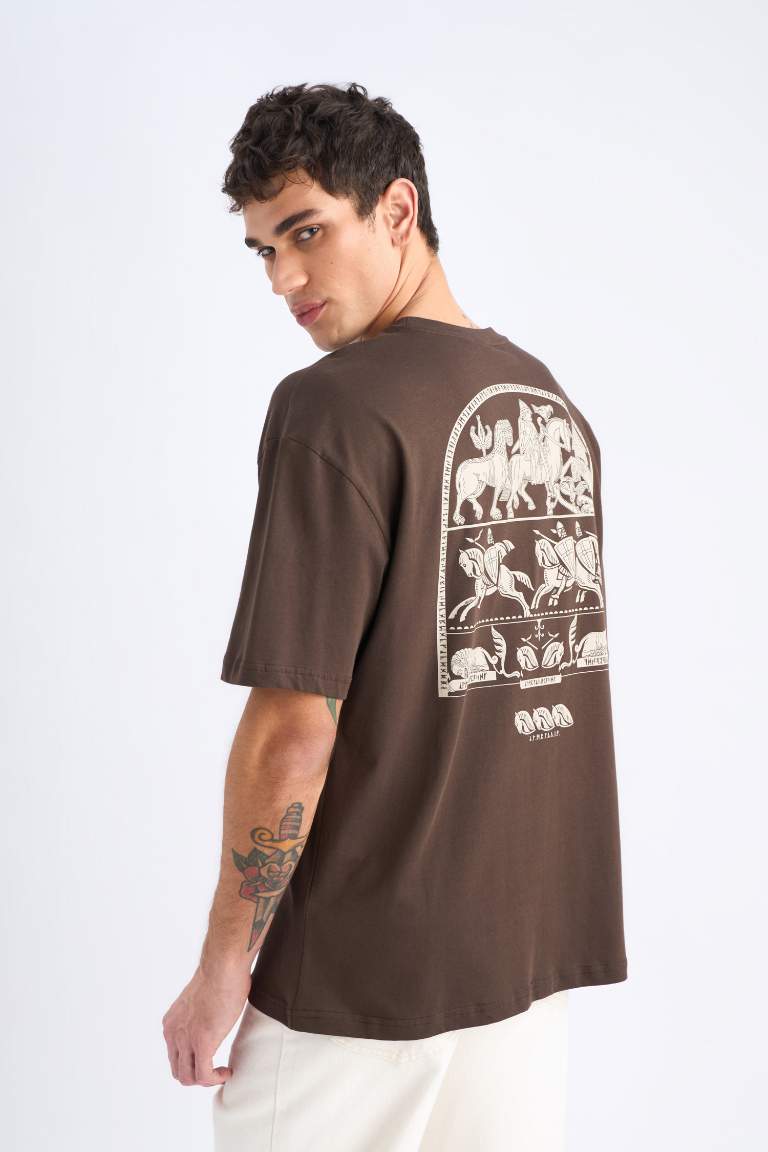 Oversize Fit Crew Neck Back Printed T-Shirt