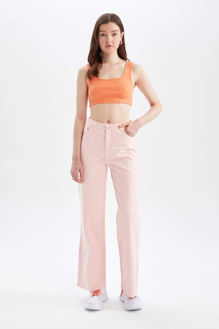 Wide Leg Gabardin Uzun Boy %100 Pamuk Pantolon