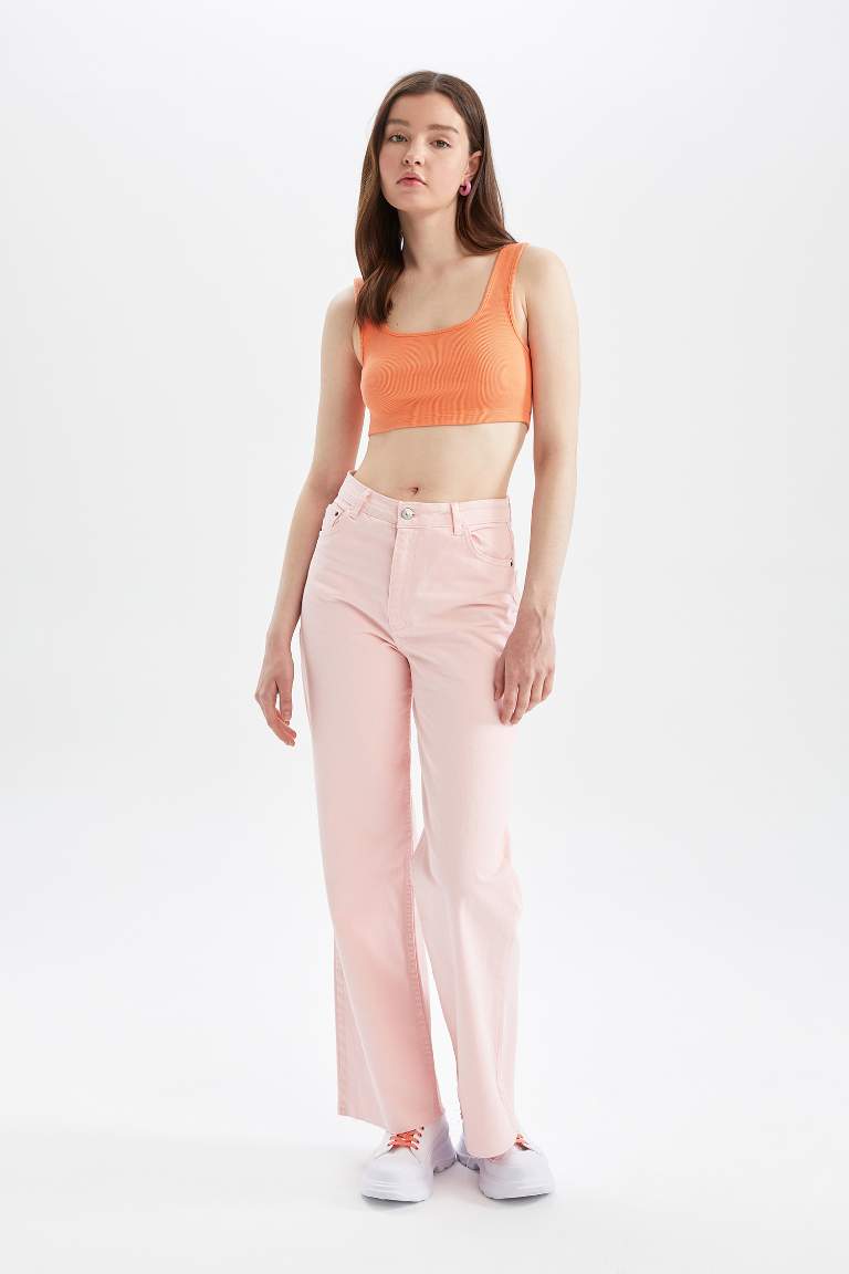 Wide Leg Gabardin Uzun Boy %100 Pamuk Pantolon