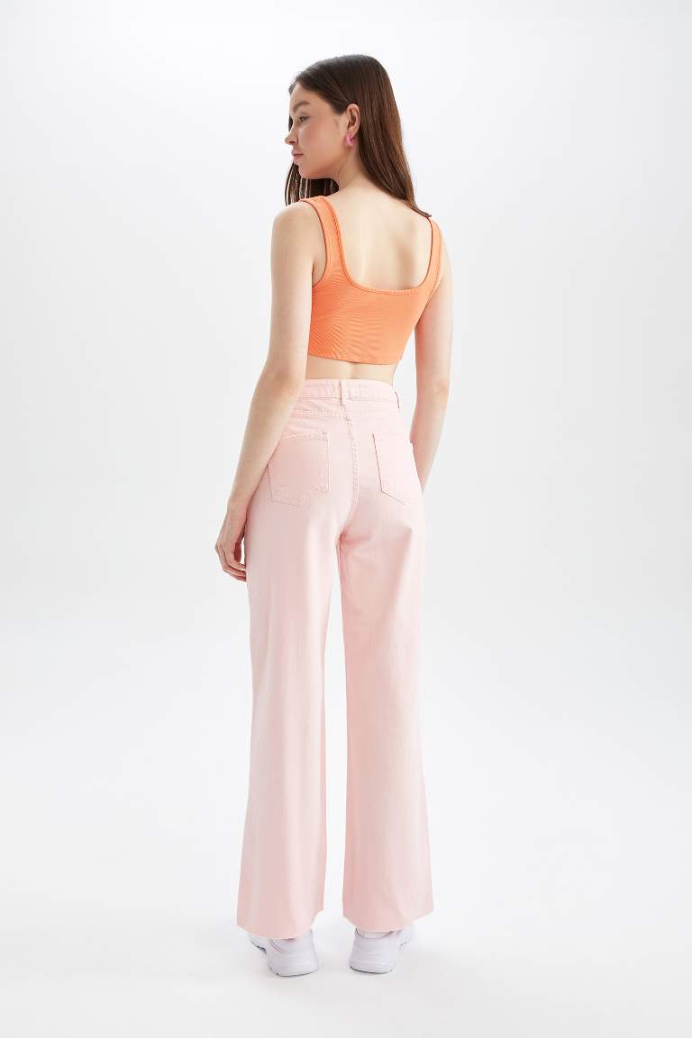 Wide Leg Gabardin Uzun Boy %100 Pamuk Pantolon