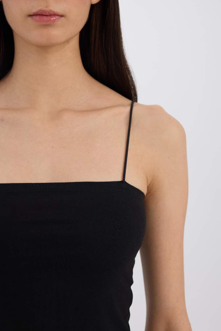 Fall in Love Thin Strappy Crop Cotton Black Undershirt