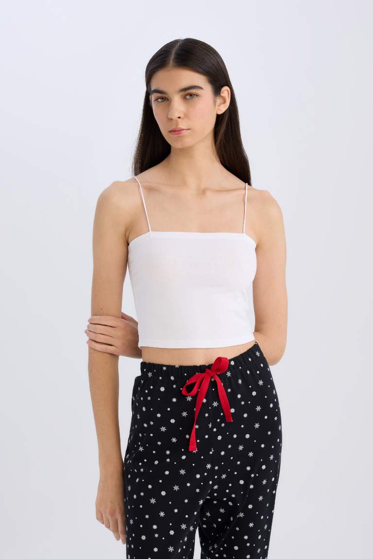 Fall in Love Thin Strapped Crop Cotton White Undershirt