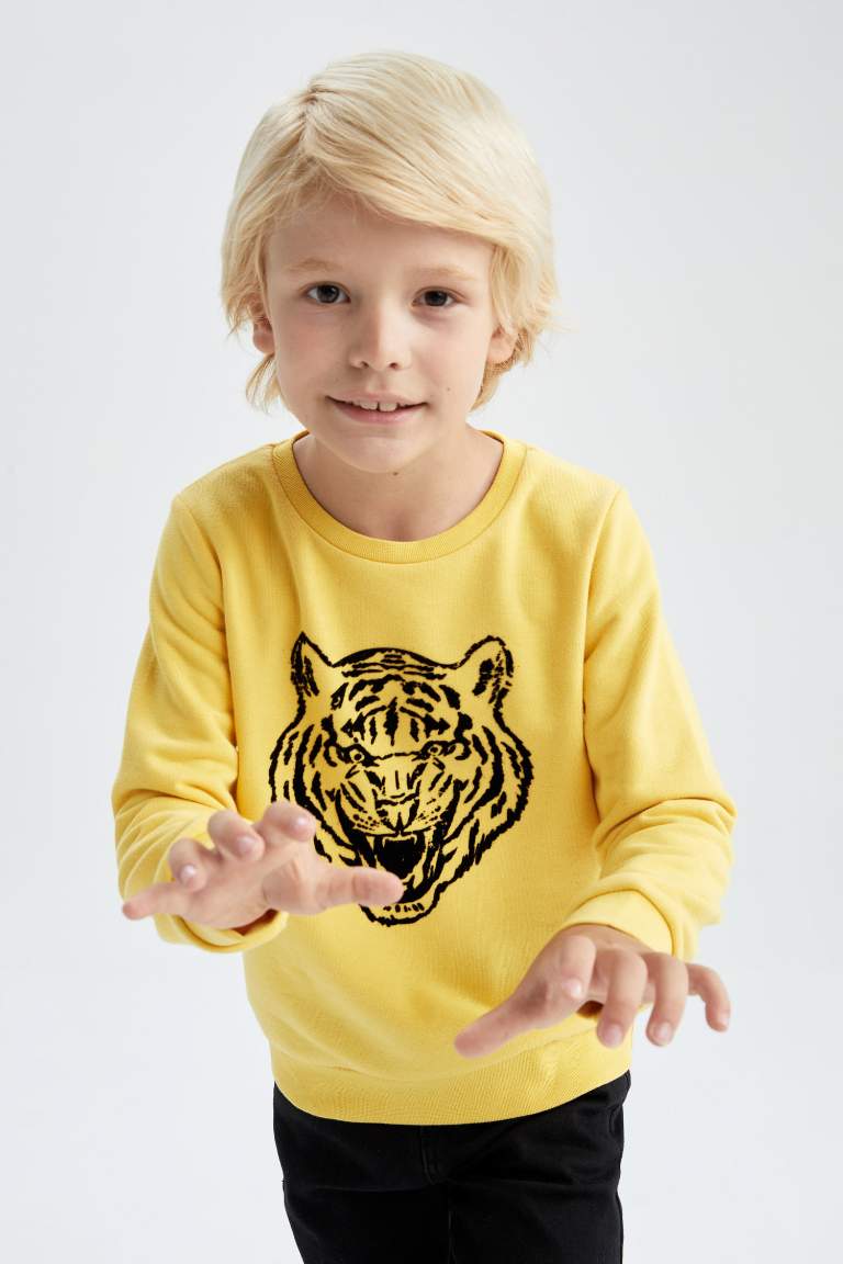 Yellow BOYS & TEENS Boy Regular Fit Crew Neck Sweatshirt 2631719 | DeFacto