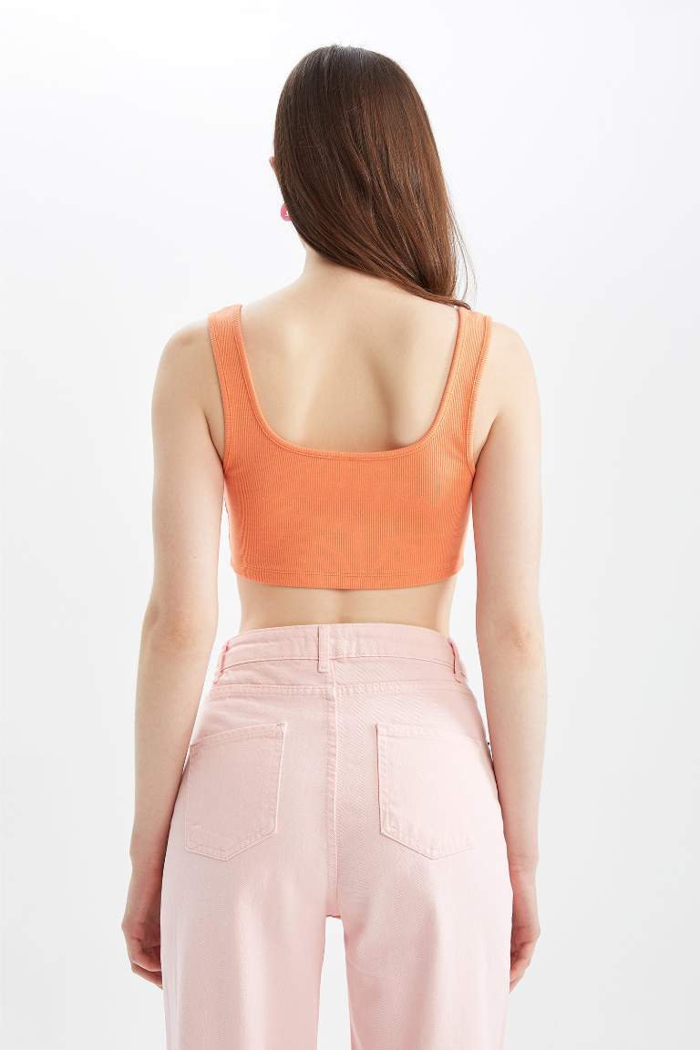 Slim Fit Crew Neck Ribbed Crop Singlet