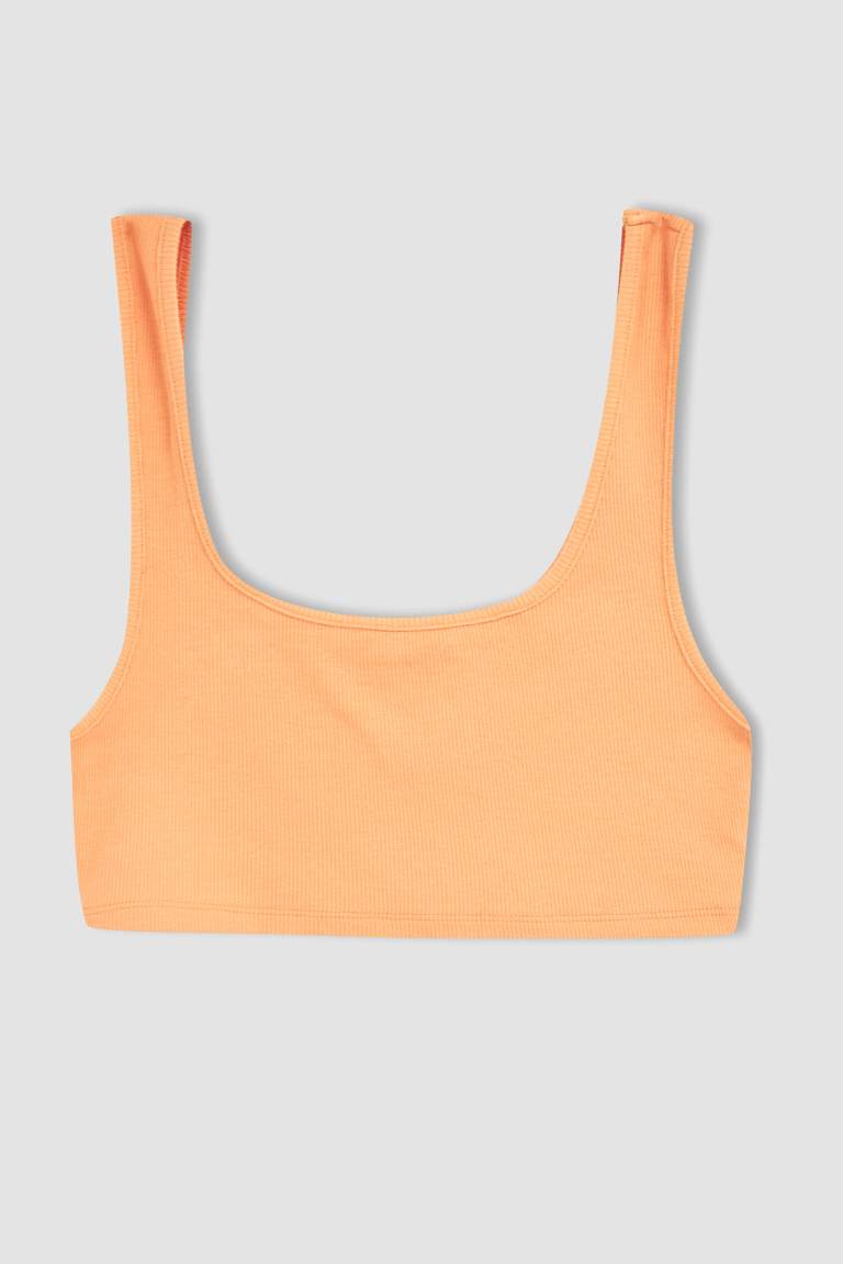 Slim Fit Crew Neck Ribbed Crop Singlet