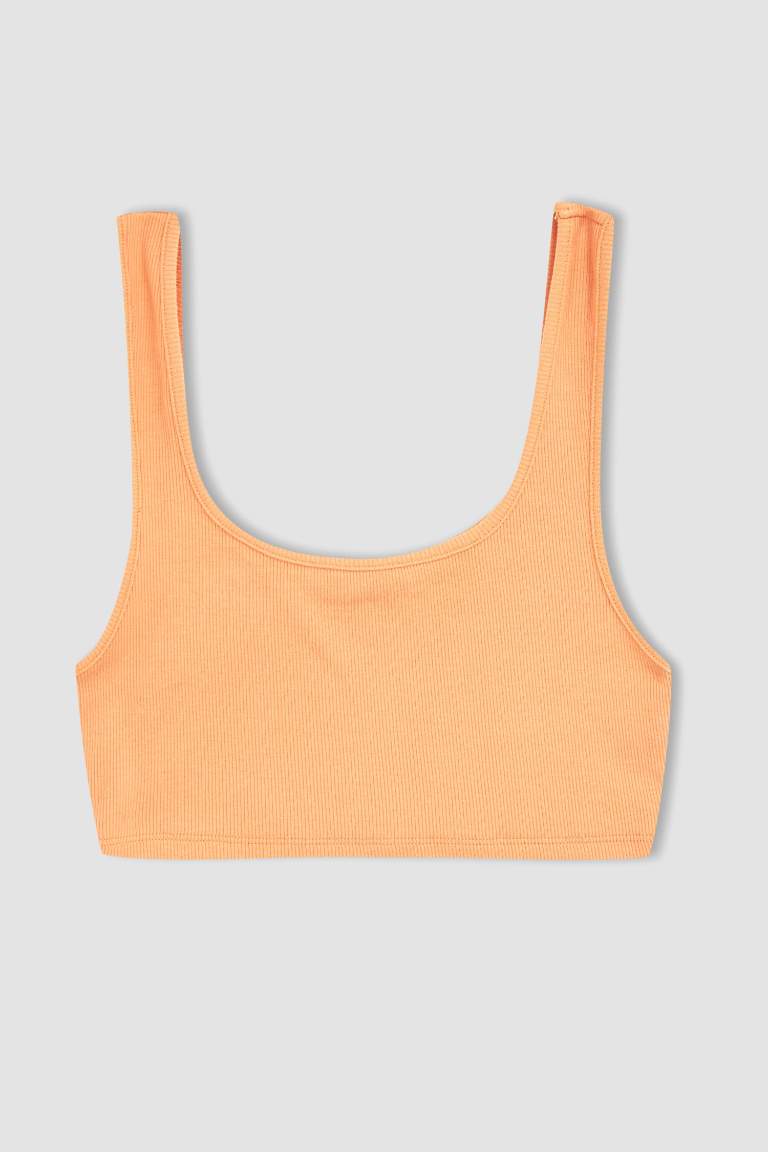 Slim Fit Crew Neck Ribbed Crop Singlet