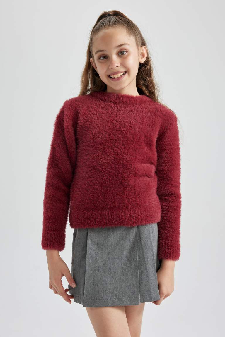 Pull tricot à col rond pour fille