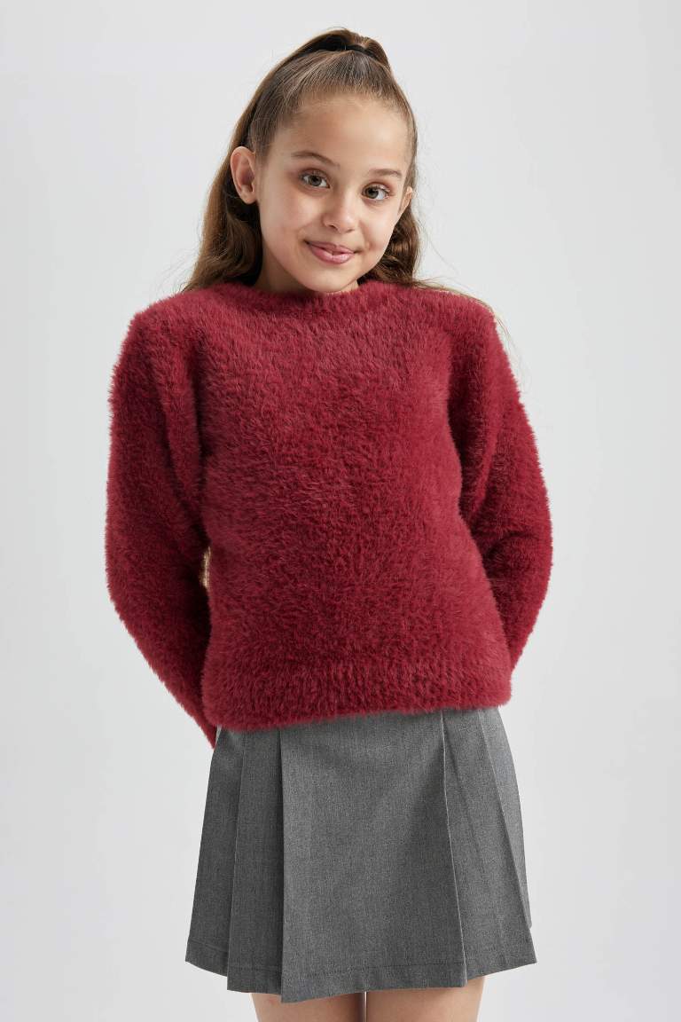 Pull tricot à col rond pour fille