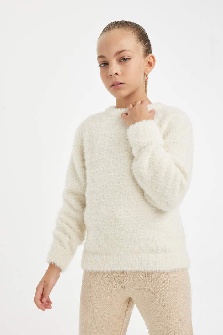 Girl Regular Fit Crew Neck Soft Knitwear Pullover